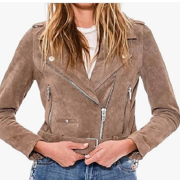 Blank NYC Taupe Suede Moto Jacket - Picture 4 of 10